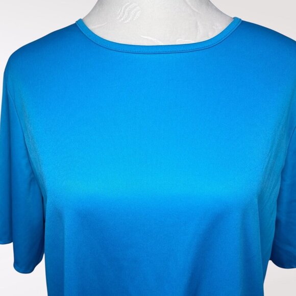 Blair Blue Short Sleeve Top Pullover Blouse Keyhole Back Size Medium - Picture 2 of 9